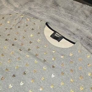 Markus Lupfer Mens XL Gray Gold Foil Skull‎ Print Crewneck Sweatshirt Portugal